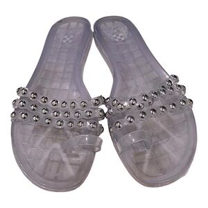 Vince Camuto Elishenta Silver Studded Straps Toe Ring Jelly Sandal Size 8